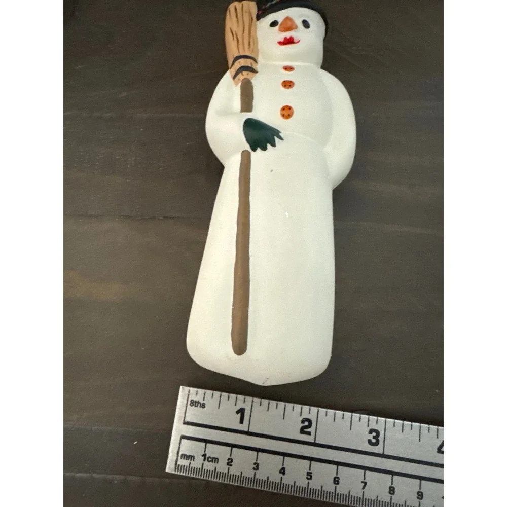 Vaillancourt Folk Art 1998 Glass Snowman Broom Ornament Germany VFA White